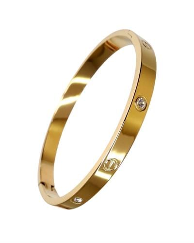 Cartier Model Zirkon Taşlı Gold Renk Kelepçe Bileklik