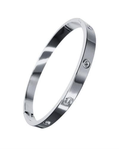 Cartier Model Zirkon Taşlı Gümüş Renk Kelepçe Bileklik