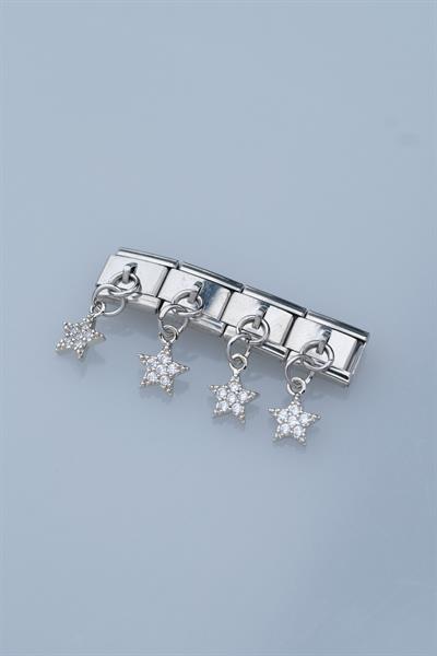 Zirkon Taşlı Mini Kalp Figürlü Sallantılı Nomination Charm