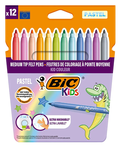 BİC KID COULEUR KEÇELİ BOYA KALEMİ PASTEL 12 RENK