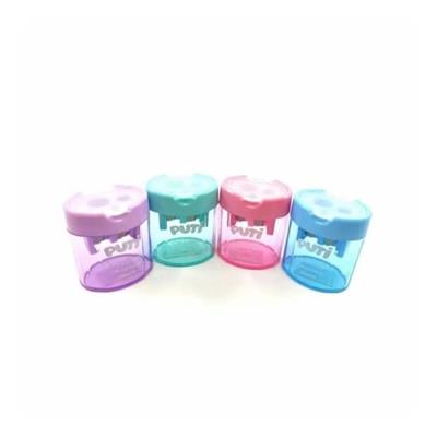 PUTİ ÇİFT BÖLMELİ KALEMTRAŞ PASTEL RENK 06390 24 lü