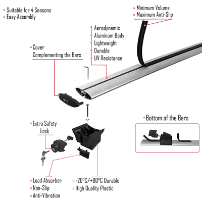 Ap Line H01-117S Gri Hook Ara Atkı Anahtarlı 118 cm (Yapışık Araçlar)