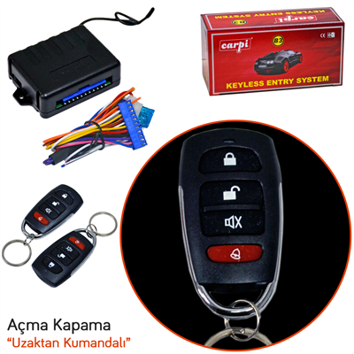 Carpi Açma Kapama 12V Siyah Kumandalı 4 Tuşlu Sinyal Çıkışlı BR4602612