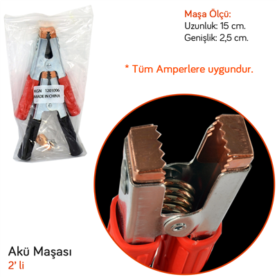 Carpi Akü Maşası Profesyonel 2 li Kırmızı-Siyah BR0475108