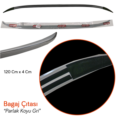 Carpi Bagaj Çıtası Ergonomik Parlak Koyu Gri Bıyık 120 cm x 4 cm BR2790142
