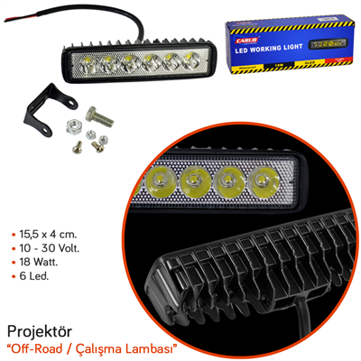 Carub 10-30V Projektör 6 Led SMD 18W 15,5x4 cm BR3056351
