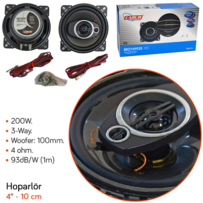 Carub 10 cm Hoparlör 4 inç Kapaksız 200W BR2749920