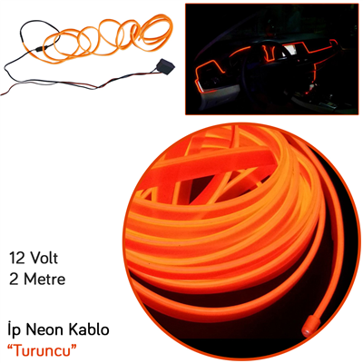 Carub 12V İp Neon Araç İçi Torpido Ledi Turuncu 2 Mt BR4327559