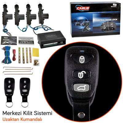 Carub 12V Merkezi Kilit Siyah Kemerli Kumandalı BR4600469