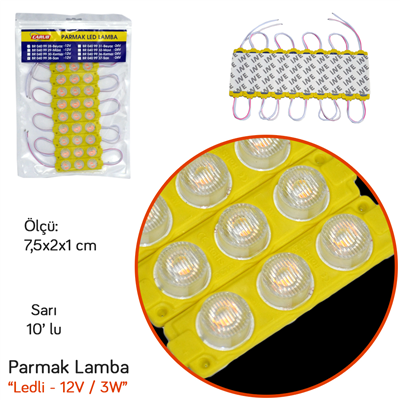 Carub 12V Parmak Lamba Led Camlı Soft Sarı 10 lu BR0409938