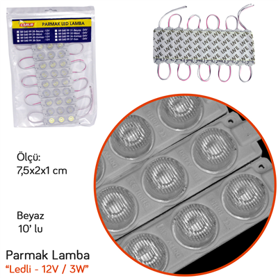 Carub 12V Parmak Lamba Led Camlı Soft Beyaz 10 lu BR0409928