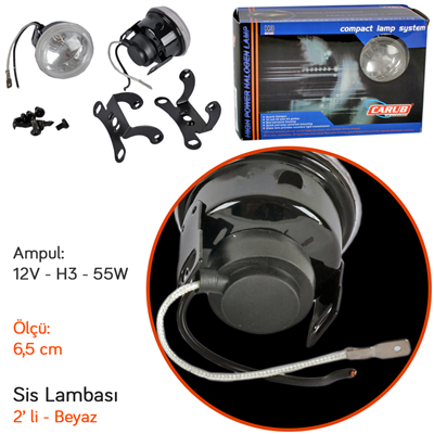 Carub 12V Sis Lambası Yuvarlak 6,5 cm Beyaz BR3047002