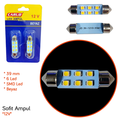 Carub 12V Sofit Ampul 39 mm 6 Led SMD Beyaz BR0402230