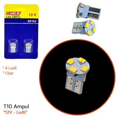 Carub 12V T10 Ampul 4 Led SMD Fiber Beyaz BR0400205