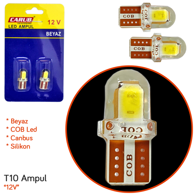 Carub 12V T10 Ampul COB Led Silikon Beyaz BR0400214