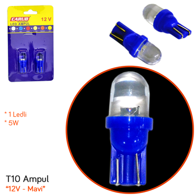 Carub 12V T10 Ampul Led Mavi BR0400107