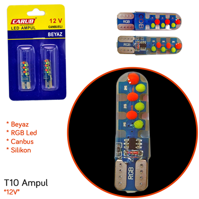 Carub 12V T10 Ampul RGB Canbus BR0400243