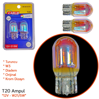 Carub 12V T20 Ampul W21/5W Diadem Orange W3 Orijinal BR0403093