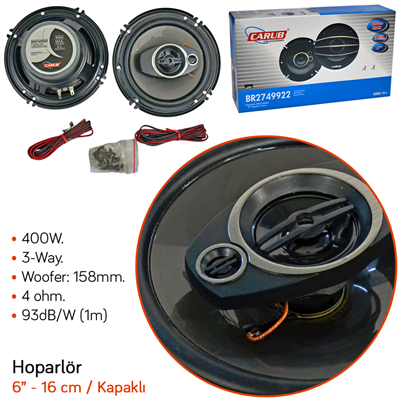 Carub 16 cm Hoparlör 6 inç Kapaklı 400W BR2749922
