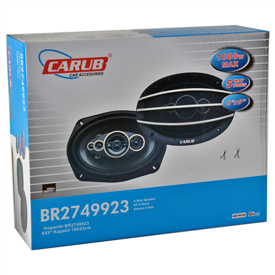 Carub 16x22 cm Oval Hoparlör 6x9 inç Kapaklı 1000W 5 Çıkışlı BR2749923
