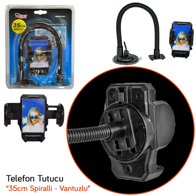 Carub 35 cm Spiralli Telefon Tutucu Vantuzlu BR5901951