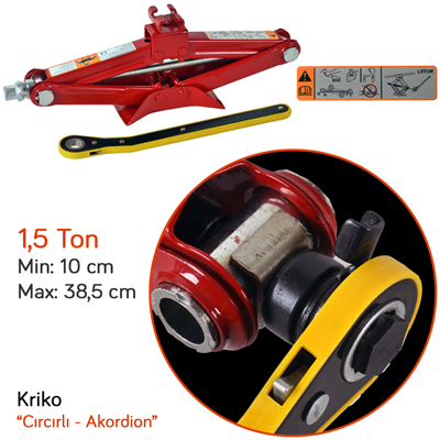 Carub Akordion Kriko Makaslı 1,5 Ton Cırcırlı Kollu Kutulu BR2701602