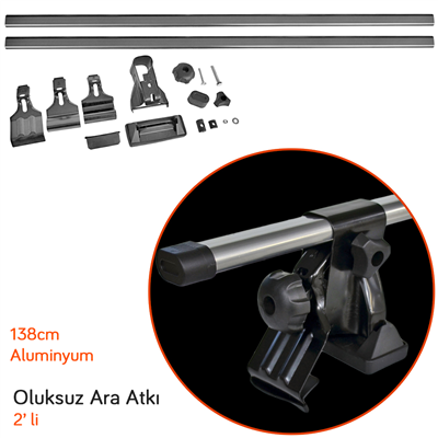 Carub Ara Atkı Oluksuz Lüx Metal Aluminyum 138x4x2cm 2 li (3 Aparatlı) BR0761042