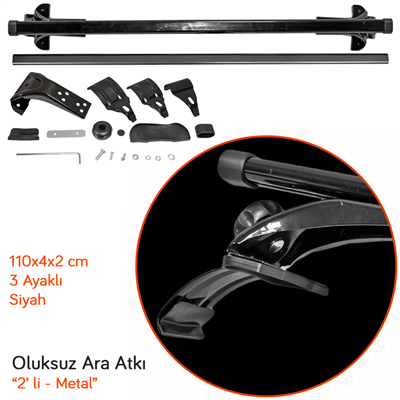Carub Ara Atkı Oluksuz Metal Siyah 110x4x2 cm (3 Ayaklı) BR0761044