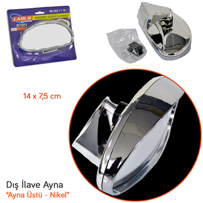 Carub Ayna Üstü Dış İlave Ayna (Sürücü) Nikel 14x7,5 cm BR0221178