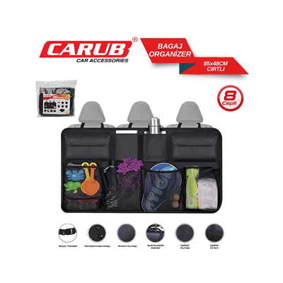 Carub Bagaj Düzenleyici Organizer Kayışlı Cırtlı 8 Cepli 85x48cm BR5902225