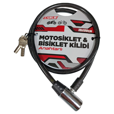 Carub Bisiklet ve Motosiklet Kilidi Anahtarlı 10x100 cm BR1740109