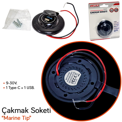 Carub Çakmak Soketi 9-30V Marine Tip 1 Type-C + 1 USB BR1700818