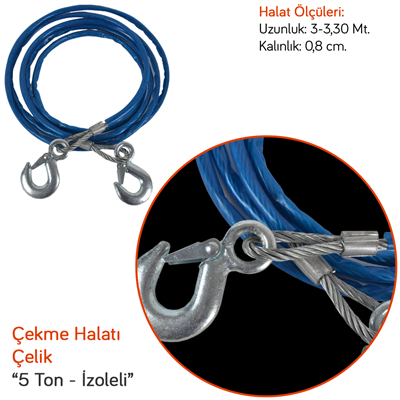 Carub Çekme Halatı 5 Ton Çelik İzoleli 3,5 mt 5,5 mm BR1720505