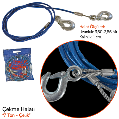 Carub Çekme Halatı 7 Ton Çelik İzoleli 4 mt 8 mm BR1720507