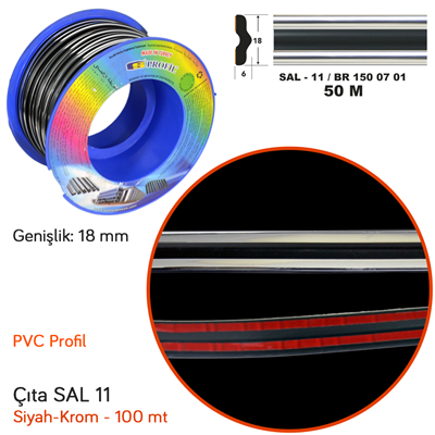 Carub Çıta SAL 11 18 mm x 50 mt GTS Siyah Krom BR1500701