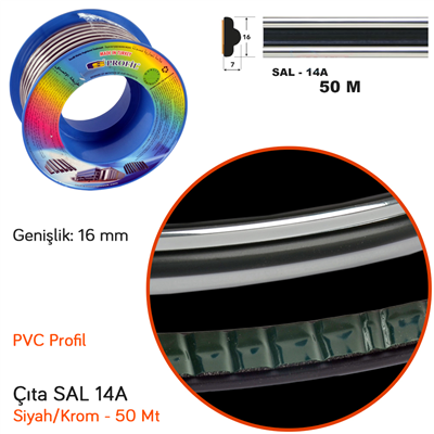 Carub Çıta SAL 14A 16 mm x 50 mt (131) Siyah-Krom BR1501001