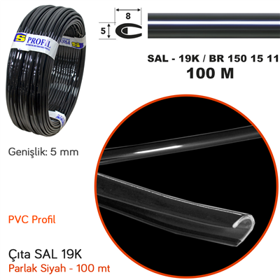 Carub Çıta SAL 19K Elkamet 5 mm x 100 mt Parlak Siyah BR1501511