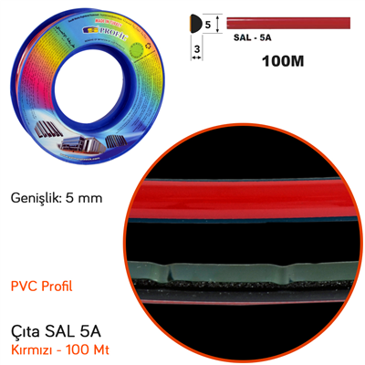 Carub Çıta SAL 5A 5 mm x 100 mt Kırmızı BR1500101