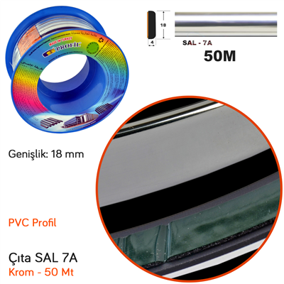 Carub Çıta SAL 7A 18 mm x 50 mt Krom BR1500301