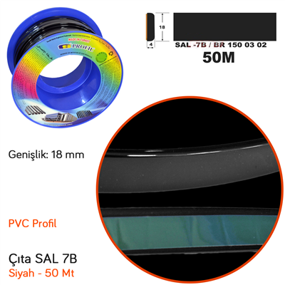 Carub Çıta SAL 7B 18 mm x 50 mt Parlak Siyah BR1500302