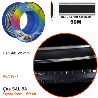 Carub Çıta SAL 8A 28 mm x 50 mt (Kartal) Siyah-Krom BR1500401
