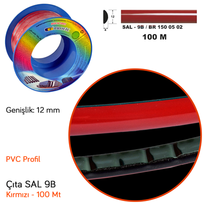 Carub Çıta SAL 9B 12 mm x 100 mt Kırmızı BR1500502