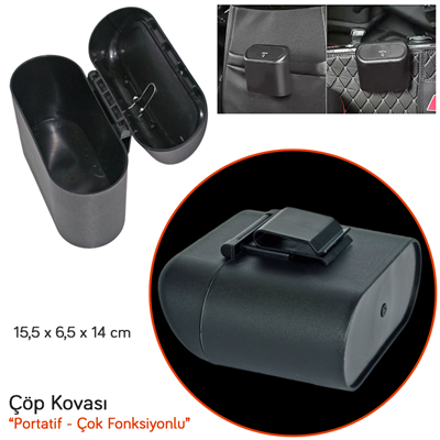 Carub Çöp Kovası Taşınabilir Portatif Çok Fonksiyonlu 15,5x6,5x14 cm BR2944631