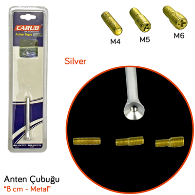 Carub Çubuk Anten Üniversal Metal 8 cm Silver BR0041016