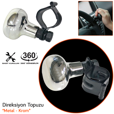 Carub Direksiyon Çevirme Topuzu Metal Lüks Krom BR2052215