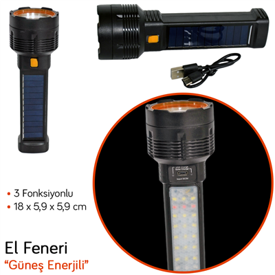 Carub El Feneri Güneş Enerjili Çok Fonksiyonlu BR4456054