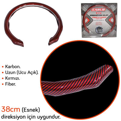 Carub Fiber Direksiyon Kılıfı Karbon Uzun Kırmızı BR1850122