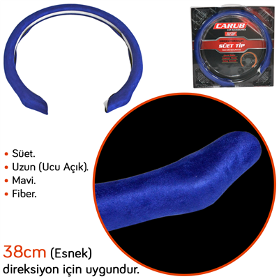 Carub Fiber Direksiyon Kılıfı Süet Uzun Mavi BR1850142