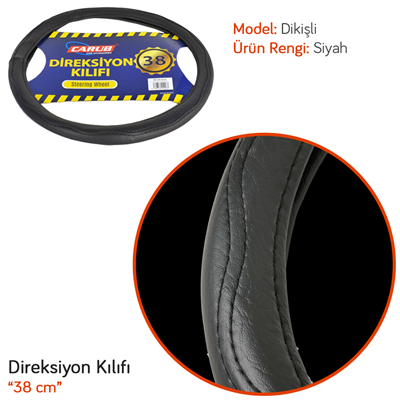 Carub Geçmeli Direksiyon Kılıfı Dikişli Siyah 38 cm BR1841923