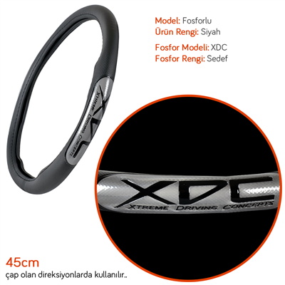 Carub Geçmeli Direksiyon Kılıfı Fosforlu Siyah (XDC-Sedef) 45 cm BR1830267